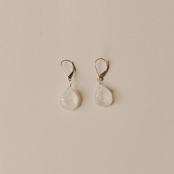 Raw Clear Quartz Leverback Earrings