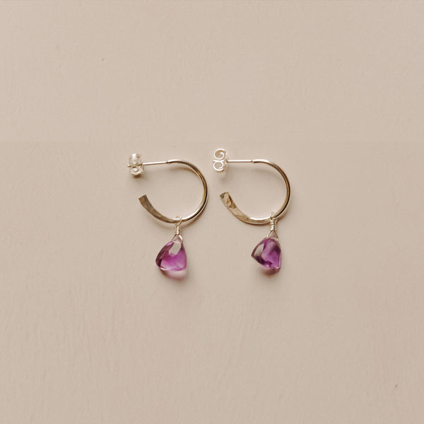 Amethyst Trilliant Hoop Earrings: Insight