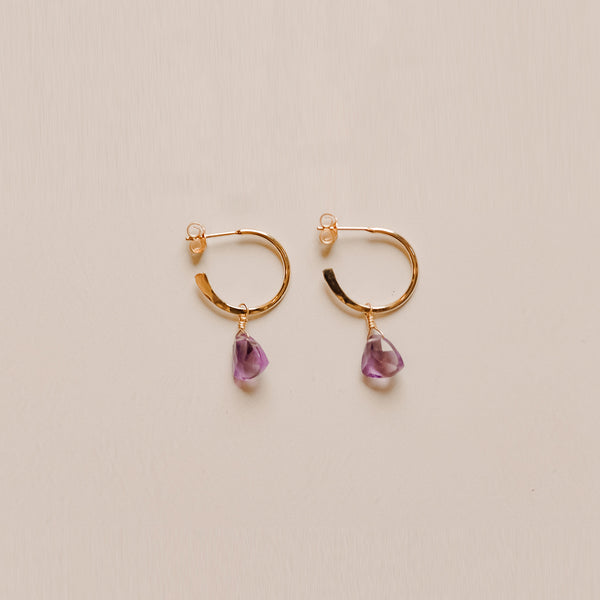 Amethyst Trilliant Hoop Earrings: Insight