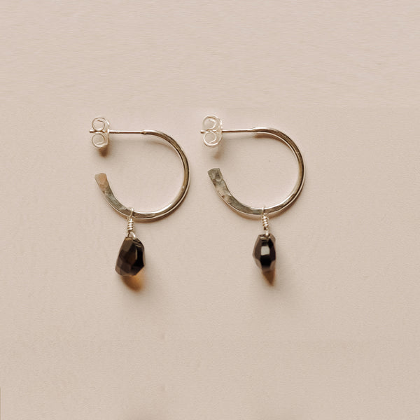 Smoky Quartz Trilliant Hoop Earrings: Anchor