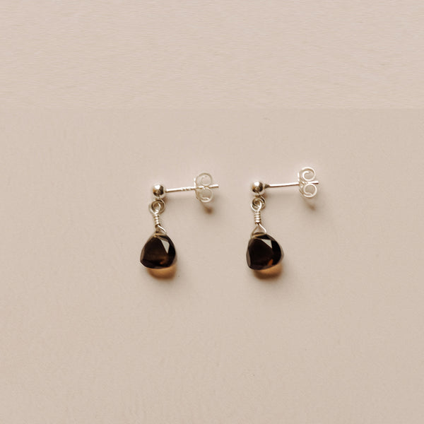 Smoky Quartz Trilliant Stud Earrings: Anchor