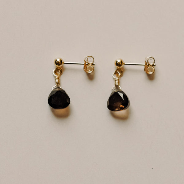 Smoky Quartz Trilliant Stud Earrings: Anchor