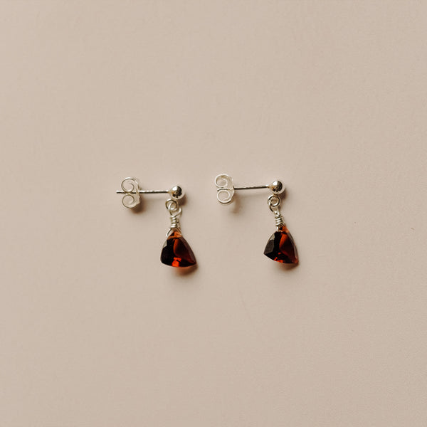 Garnet Trilliant Stud Earrings: Courage