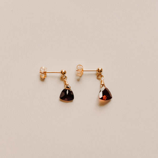 Garnet Trilliant Stud Earrings: Courage